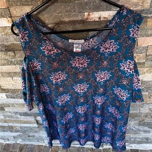 Emily Stacy Blue and Purple Floral Women's Top